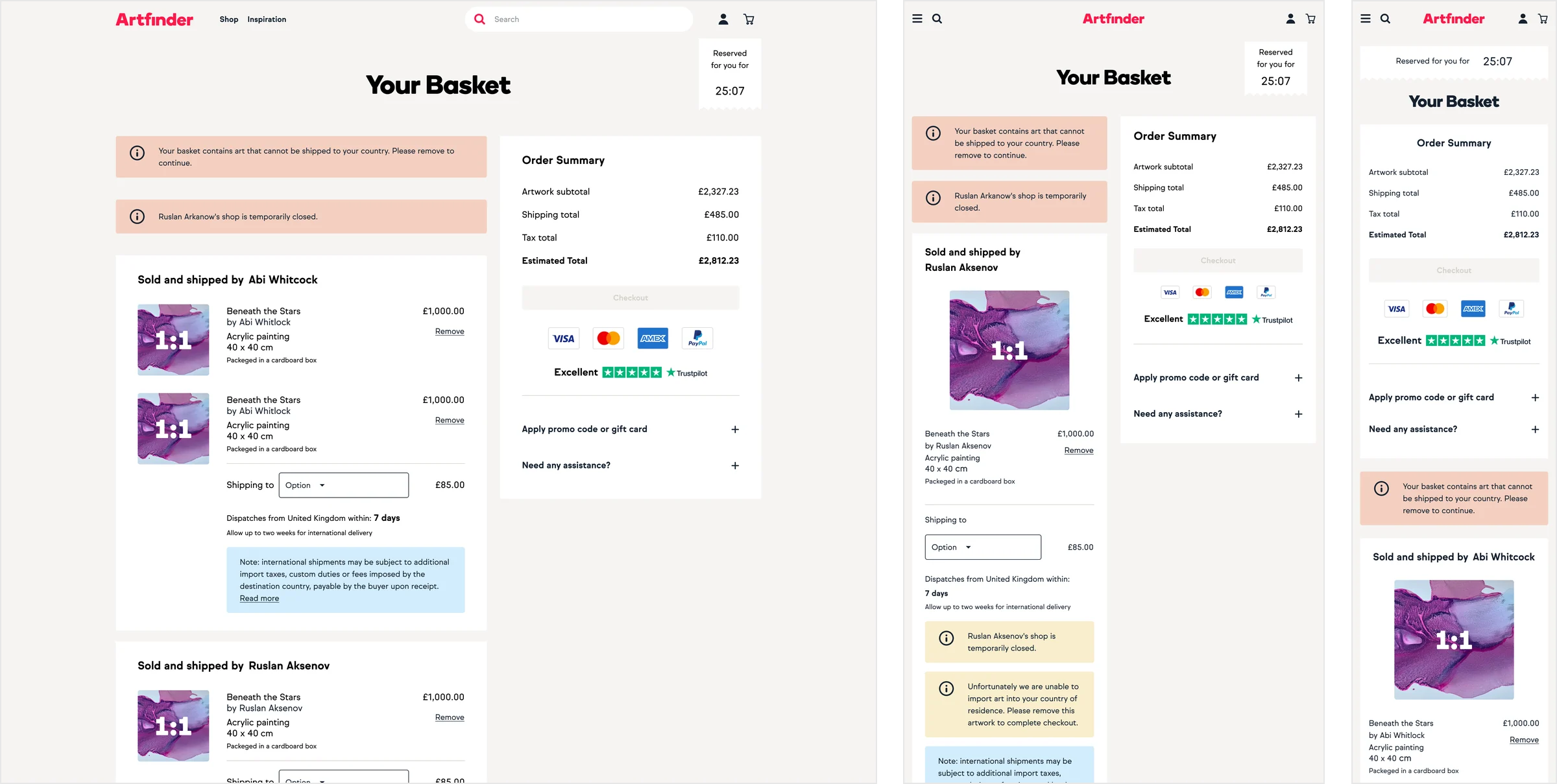 The original basket on desktop, tablet and mobile