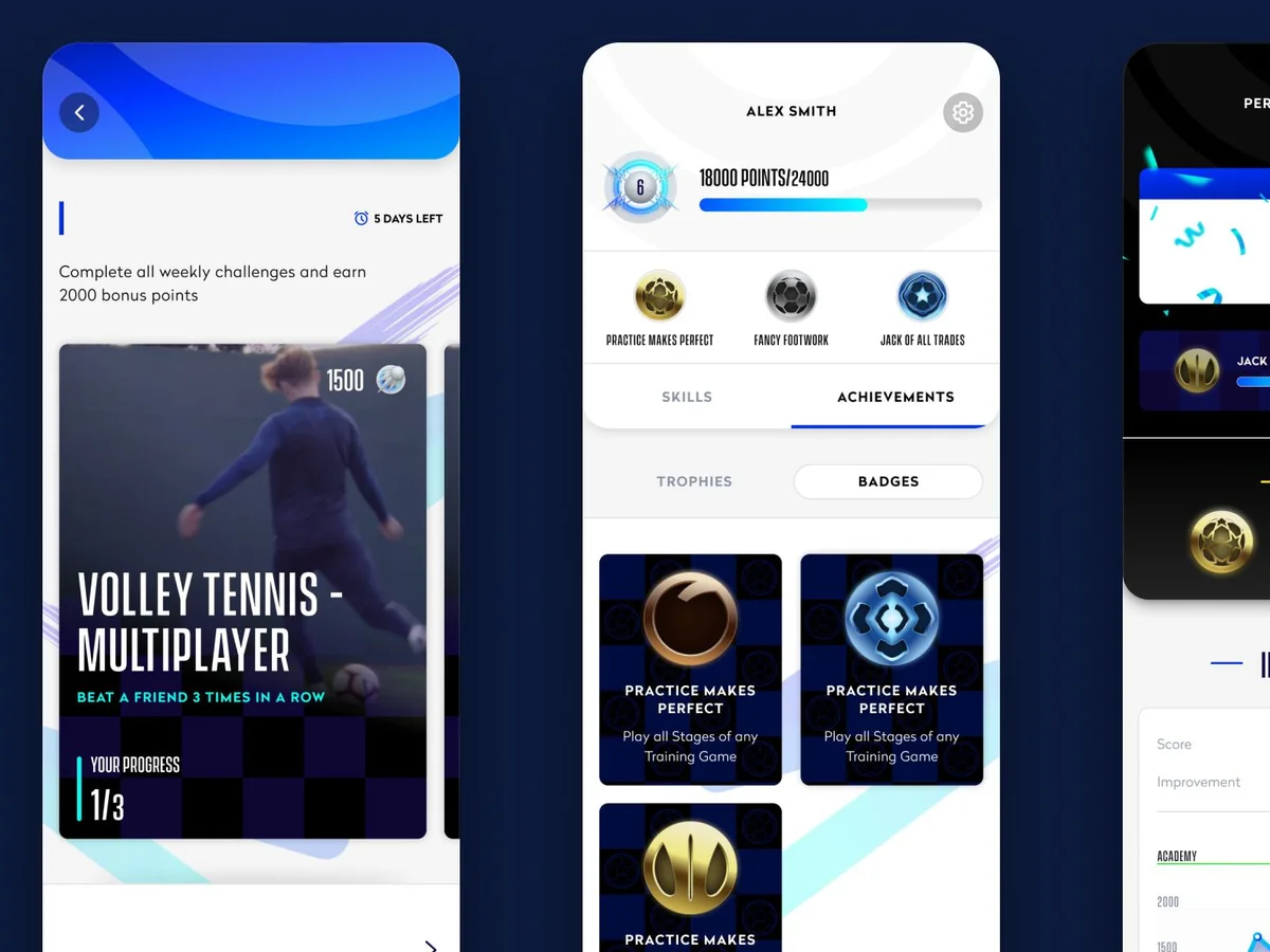 Chelsea Digital Ventures football training app: weekly challenges, achievements and a performance review